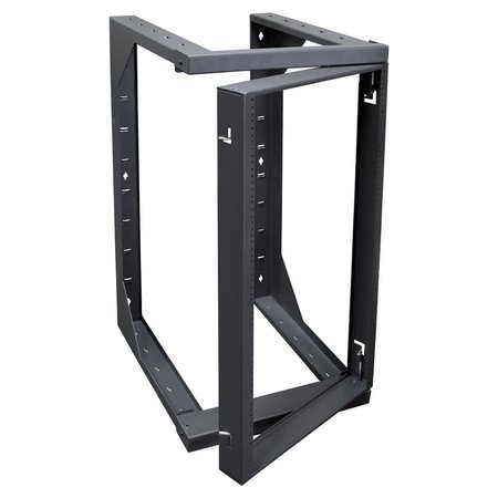 QUEST MFG Swing-Out Open Frame Wall Rack, 25U, 4' x 24"D, Black SR1943-25-02D